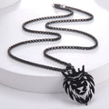 Men's Gold Lion Head Pendant Necklace, Punk Style